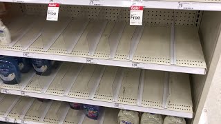 Empty store shelves at Target and Walmart stores amid Coronavirus outbreak