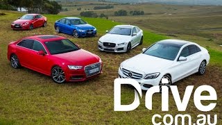 Audi A4 v BMW 330i v Jaguar XE v Lexus IS200t v Mercedes-Benz C250 | Drive.com.au