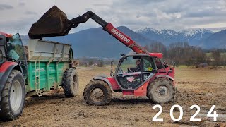 Fertilization 2024 [ 3x Case IH, Man \u0026 Manitou ] Manure spreading with Samson SP 15 spreaders