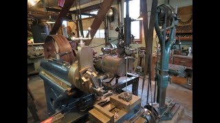 OLD STEAM POWERED MACHINE SHOP  34   setting up a cutter grinder