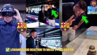 ✅🤩 Robert Lewandowski reaction upon seeing Messi's 7 Balon D'or during a visit to the Barca museum