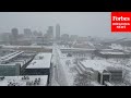 Drone Captures Winter Weather In Des Moines, Iowa