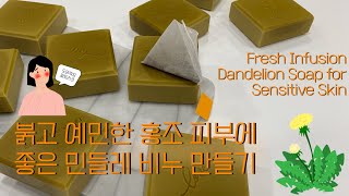 붉고 예민한 홍조 피부에 좋은 민들레 비누 만들기 | Fresh Infusion Dandelion Soap for Sensitive Skin