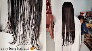 indian women very long haircut | long to short haircut makeover | long hair cutting