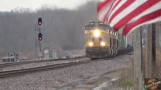 Speedy priority train, mixed freight with rare CNW hopper, and a one lung wonder on an autorack!