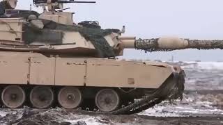 Powerful M1A2 Abrams tank and infantry fighting vehicle in Poland.