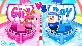 Bearee Tales 🐾 Pink vs Blue Boat Race for Kids | Girls vs Boys Challenge | Play Nice with Friends