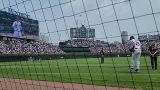 Front row at the Chicago Cubs Game at Wrigley field
