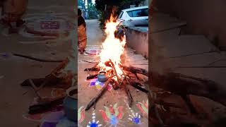 మా ఇంటి ముందు వేసిన భోగి మంట @3sisterssillyvlogs904 #youtubeshorts #bhogipongal #bhogimantalu #fun