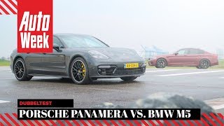 BMW M5 vs Porsche Panamera Turbo S E-Hybrid - AutoWeek Dubbeltest - English subtitles