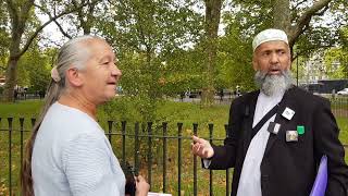 Nice Conversation Interrupted By Satan! Chacha Usman and Christian lady Speakers Corner