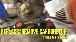 Removing \u0026 Replacing the Carburetor on a Stihl FS-91 Trimmer