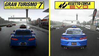 Assetto Corsa EVO vs Gran Turismo 7 Rain Effect Graphics Comparison | RTX 4080 vs PS5 Pro | Suzuka