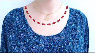 Sewing Trick: How to neatly fit a wide neckline ✔️👍