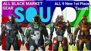 BO3: ALL Black Market GEAR(DLCs Included) & ALL 9 NEW SPEC 1ST PLACE TAUNTS!!