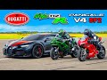 WYŚCIG: Bugatti Chiron SS vs Kawasaki H2R vs Ducati Panigale SP2