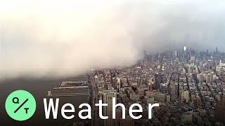 Snow Squall Sweeps Across New York Causing Whiteouts