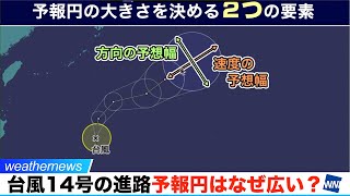 台風14号の進路解説。予報円はなぜ広い？