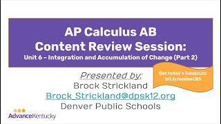 AP Calculus AB Content Review Session #2 - Unit 6 (Part 2)