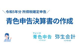 【令和5年分 所得税確定申告】青色申告決算書の作成＜弥生会計・やよいの青色申告＞