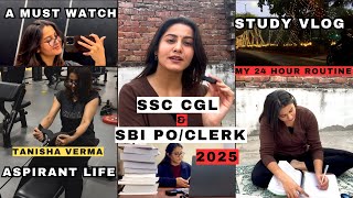 SSC \u0026 SBI PO/Clerk Study Vlog 2025 | My Realistic 24 Hour Routine | Aspirant Life #ssc #banking #sbi