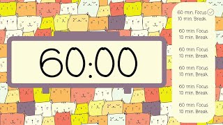 ⏳ 7-Hour 60/10 Pomodoro Timer – Silent \u0026 Distraction-Free 🎯 | No Beeps, Just Focus