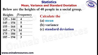 Mean, Variance and Standard Deviation of Grouped Data (Reviewed)