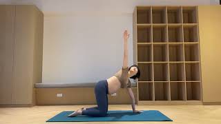 孕婦瑜珈 - 貓式手臂側舉 Julia Prenatal Yoga - Gentle twist on handsand knees 瑜珈教學 孕婦運動 workout  home workout