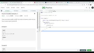 GFG - Count of smaller elements using java