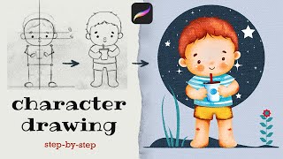 How To Draw A Cute Character - Cartoon Boy Illustration in Procreate
