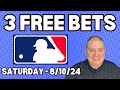 Saturday 3 Free MLB Picks & Betting Predictions - 8/10/24 l Picks & Parlays l #mlbbets