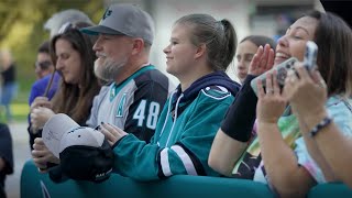 Sharks Mega Fan Visits SAP Center