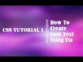 CSS Tutorial 1 || Create A Cool Text Shadow Effect Using Css || Webby Hub