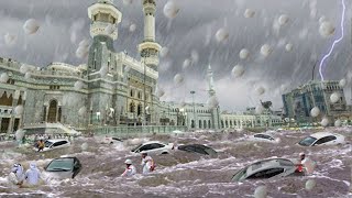 Everything was destroyed in 2 minutes in Saudi Arabia! flash floods and hail in
