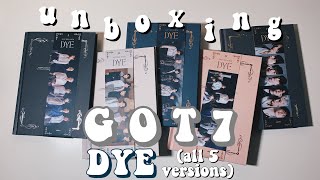 currently dyeing while unboxing got7 ❝dye (all 5 versions)❞