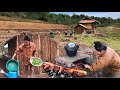 The first days on the new farm with the family, digging the soil and cooking simple meals