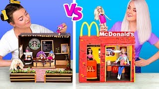 Never Too Old For Dolls! / DIY Starbucks For LOL Surprise vs DIY McDonalds For Barbie