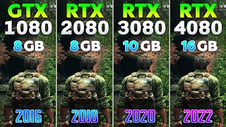 GTX 1080 vs RTX 2080 vs RTX 3080 vs RTX 4080 - Test in 8 Games