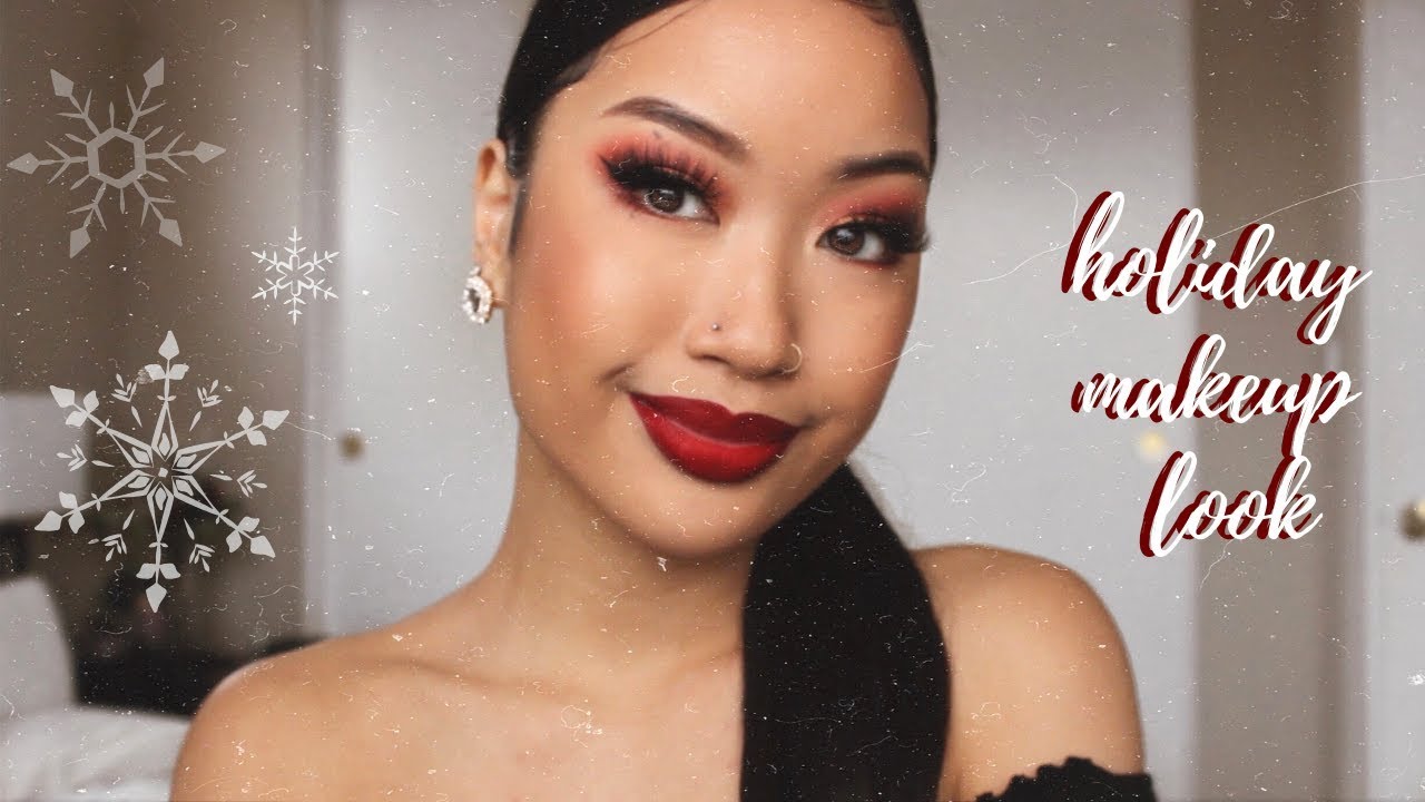 HOLIDAY GLAM + RED LIPS MAKEUP TUTORIAL - YouTube