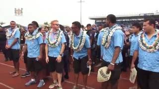 Fijians celebrate the homecoming of Fiji's first Olympic Gold Rugby Sevens Heroes.