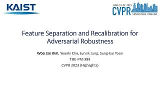 [CVPR 2023(Highlights)] Feature Separation and Recalibration for Adversarial Robustness