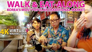 Gwangjang Traditional Market 4K Virtual Eat Along and Walking Tour Seoul