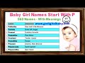 Baby Girl Names Start With P | Hindu baby girl names start with P