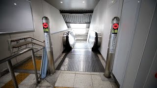 【逆走防止ブザー作動】JR栗東駅ホーム　昇りエスカレーター　東芝製