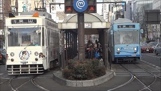 岡山の路面電車！岡山電気軌道7000形7001号と7300形7302号