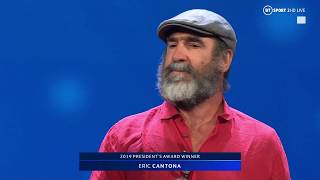 Eric Cantona gives a bizarre yet brilliant speech after picking up UEFA President's Award!