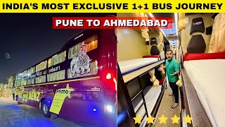 Pune to Ahmedabad Most Unique Bus 1+1 Sleeper Bus Journey😍 | Most Premium Bus with Onboard Snacks