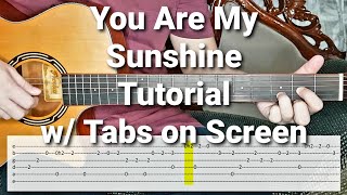 You Are My Sunshine - Johnny Cash Easy Chords and Fingerstyle Guitar Tutorial with Tabs on Screen