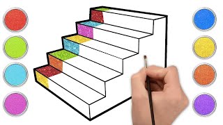 How to Draw 3D Stairs | Drawing, Coloring and Painting for Kids, Toddlers | Kids Learning Videos