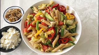 מתכון סלט פסטה צבעוני וחגיגי עם המון ירקות